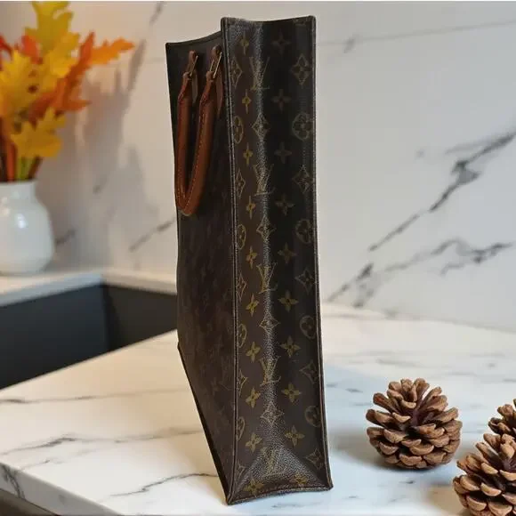 3PC LOUIS VUITTON Authentic Monogram Sac Plat Bag Dust Bag/ Key Fob INCLUDES COA - Picture 7 of 16